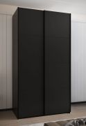 Armadio ad ante scorrevoli "Tampa", nero, 2 ante scorrevoli, 6 scomparti, 2 barre appendiabiti, Sistema "Soft-Close", bordi in ABS, 245,5 x 130 x 64 cm