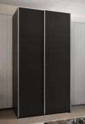 Armadio ad ante scorrevoli "Tampa", nero, 2 ante scorrevoli, 6 scomparti, 2 barre appendiabiti, Sistema "Soft-Close", bordi in ABS, 245,5 x 130 x 64 cm