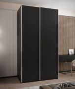 Armadio ad ante scorrevoli "Tampa", nero, 2 ante scorrevoli, 6 scomparti, 2 barre appendiabiti, Sistema "Soft-Close", bordi in ABS, 245,5 x 130 x 64 cm