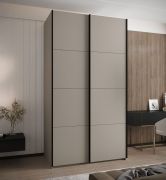 Armadio ad ante scorrevoli "Tampa", color cashmere, 2 ante scorrevoli, 6 scomparti, 2 barre appendiabiti, Sistema "Soft-Close", bordi in ABS, 245,5 x 130 x 64 cm