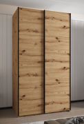 Armadio ad ante scorrevoli "Tampa", color rovere Artisan, 2 ante scorrevoli, 6 scomparti, 2 barre appendiabiti, Sistema "Soft-Close", bordi in ABS, 245,5 x 140 x 64 cm