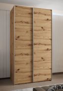 Armadio ad ante scorrevoli "Tampa", color rovere Artisan, 2 ante scorrevoli, 6 scomparti, 2 barre appendiabiti, Sistema "Soft-Close", bordi in ABS, 245,5 x 140 x 64 cm