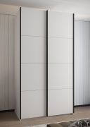 Armadio ad ante scorrevoli "Tampa", bianco, 2 ante scorrevoli, 6 scomparti, 2 barre appendiabiti, Sistema "Soft-Close", bordi in ABS, 245,5 x 140 x 64 cm