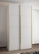 Armadio ad ante scorrevoli "Tampa", bianco, 2 ante scorrevoli, 6 scomparti, 2 barre appendiabiti, Sistema "Soft-Close", bordi in ABS, 245,5 x 140 x 64 cm