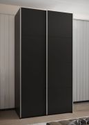 Armadio ad ante scorrevoli "Tampa", nero, 2 ante scorrevoli, 6 scomparti, 2 barre appendiabiti, Sistema "Soft-Close", bordi in ABS, 245,5 x 140 x 64 cm
