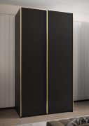 Armadio ad ante scorrevoli "Tampa", nero, 2 ante scorrevoli, 6 scomparti, 2 barre appendiabiti, Sistema "Soft-Close", bordi in ABS, 245,5 x 140 x 64 cm