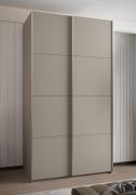 Armadio ad ante scorrevoli "Tampa", color cashmere, 2 ante scorrevoli, 6 scomparti, 2 barre appendiabiti, Sistema "Soft-Close", bordi in ABS, 245,5 x 140 x 64 cm