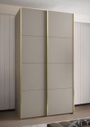 Armadio ad ante scorrevoli "Tampa", color cashmere, 2 ante scorrevoli, 6 scomparti, 2 barre appendiabiti, Sistema "Soft-Close", bordi in ABS, 245,5 x 140 x 64 cm