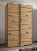 Armadio ad ante scorrevoli "Tampa", color rovere Artisan, 2 ante scorrevoli, 6 scomparti, 2 barre appendiabiti, Sistema "Soft-Close", bordi in ABS, 245,5 x 150 x 64 cm