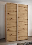 Armadio ad ante scorrevoli "Tampa", color rovere Artisan, 2 ante scorrevoli, 6 scomparti, 2 barre appendiabiti, Sistema "Soft-Close", bordi in ABS, 245,5 x 150 x 64 cm