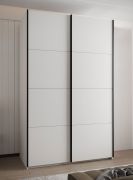 Armadio ad ante scorrevoli "Tampa", bianco, 2 ante scorrevoli, 6 scomparti, 2 barre appendiabiti, Sistema "Soft-Close", bordi in ABS, 245,5 x 150 x 64 cm