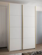 Armadio ad ante scorrevoli "Tampa", bianco, 2 ante scorrevoli, 6 scomparti, 2 barre appendiabiti, Sistema "Soft-Close", bordi in ABS, 245,5 x 150 x 64 cm