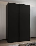 Armadio ad ante scorrevoli "Tampa", nero, 2 ante scorrevoli, 6 scomparti, 2 barre appendiabiti, Sistema "Soft-Close", bordi in ABS, 245,5 x 150 x 64 cm