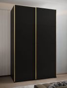 Armadio ad ante scorrevoli "Tampa", nero, 2 ante scorrevoli, 6 scomparti, 2 barre appendiabiti, Sistema "Soft-Close", bordi in ABS, 245,5 x 150 x 64 cm