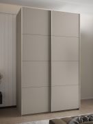 Armadio ad ante scorrevoli "Tampa", color cashmere, 2 ante scorrevoli, 6 scomparti, 2 barre appendiabiti, Sistema "Soft-Close", bordi in ABS, 245,5 x 150 x 64 cm