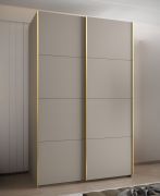 Armadio ad ante scorrevoli "Tampa", color cashmere, 2 ante scorrevoli, 6 scomparti, 2 barre appendiabiti, Sistema "Soft-Close", bordi in ABS, 245,5 x 150 x 64 cm