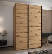 Armadio ad ante scorrevoli "Tampa", color rovere Artisan, 2 ante scorrevoli, 11 scomparti, 2 barre appendiabiti, Sistema "Soft-Close", bordi in ABS, 245,5 x 160 x 64 cm