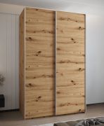 Armadio ad ante scorrevoli "Tampa", color rovere Artisan, 2 ante scorrevoli, 11 scomparti, 2 barre appendiabiti, Sistema "Soft-Close", bordi in ABS, 245,5 x 160 x 64 cm