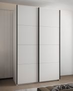 Armadio ad ante scorrevoli "Tampa", bianco, 2 ante scorrevoli, 11 scomparti, 2 barre appendiabiti, Sistema "Soft-Close", bordi in ABS, 245,5 x 160 x 64 cm