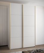 Armadio ad ante scorrevoli "Tampa", bianco, 2 ante scorrevoli, 11 scomparti, 2 barre appendiabiti, Sistema "Soft-Close", bordi in ABS, 245,5 x 160 x 64 cm
