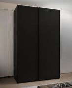 Armadio ad ante scorrevoli "Tampa", nero, 2 ante scorrevoli, 11 scomparti, 2 barre appendiabiti, Sistema "Soft-Close", bordi in ABS, 245,5 x 160 x 64 cm