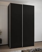 Armadio ad ante scorrevoli "Tampa", nero, 2 ante scorrevoli, 11 scomparti, 2 barre appendiabiti, Sistema "Soft-Close", bordi in ABS, 245,5 x 160 x 64 cm