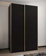 Armadio ad ante scorrevoli "Tampa", nero, 2 ante scorrevoli, 11 scomparti, 2 barre appendiabiti, Sistema "Soft-Close", bordi in ABS, 245,5 x 160 x 64 cm