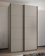 Armadio ad ante scorrevoli "Tampa", color cashmere, 2 ante scorrevoli, 11 scomparti, 2 barre appendiabiti, Sistema "Soft-Close", bordi in ABS, 245,5 x 160 x 64 cm