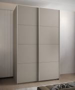 Armadio ad ante scorrevoli "Tampa", color cashmere, 2 ante scorrevoli, 11 scomparti, 2 barre appendiabiti, Sistema "Soft-Close", bordi in ABS, 245,5 x 160 x 64 cm