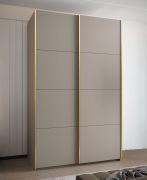 Armadio ad ante scorrevoli "Tampa", color cashmere, 2 ante scorrevoli, 11 scomparti, 2 barre appendiabiti, Sistema "Soft-Close", bordi in ABS, 245,5 x 160 x 64 cm