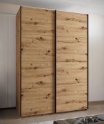 Armadio ad ante scorrevoli "Tampa", color rovere Artisan, 2 ante scorrevoli, 11 scomparti, 2 barre appendiabiti, Sistema "Soft-Close", bordi in ABS, 245,5 x 170 x 64 cm