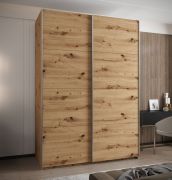Armadio ad ante scorrevoli "Tampa", color rovere Artisan, 2 ante scorrevoli, 11 scomparti, 2 barre appendiabiti, Sistema "Soft-Close", bordi in ABS, 245,5 x 170 x 64 cm