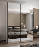 Armadio ad ante scorrevoli "Tampa", color cashmere, 2 ante scorrevoli, 11 scomparti, 2 barre appendiabiti, Sistema "Soft-Close", bordi in ABS, 245,5 x 170 x 64 cm
