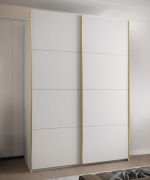Armadio ad ante scorrevoli "Tampa", bianco, 2 ante scorrevoli, 11 scomparti, 2 barre appendiabiti, Sistema "Soft-Close", bordi in ABS, 245,5 x 170 x 64 cm