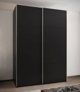 Armadio ad ante scorrevoli "Tampa", nero, 2 ante scorrevoli, 11 scomparti, 2 barre appendiabiti, Sistema "Soft-Close", bordi in ABS, 245,5 x 170 x 64 cm