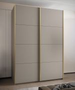 Armadio ad ante scorrevoli "Tampa", color cashmere, 2 ante scorrevoli, 11 scomparti, 2 barre appendiabiti, Sistema "Soft-Close", bordi in ABS, 245,5 x 170 x 64 cm