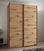 Armadio ad ante scorrevoli "Tampa", color rovere Artisan, 2 ante scorrevoli, 11 scomparti, 2 barre appendiabiti, Sistema "Soft-Close", bordi in ABS, 245,5 x 180 x 64 cm