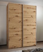 Armadio ad ante scorrevoli "Tampa", color rovere Artisan, 2 ante scorrevoli, 11 scomparti, 2 barre appendiabiti, Sistema "Soft-Close", bordi in ABS, 245,5 x 180 x 64 cm