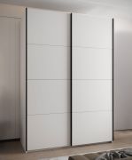 Armadio ad ante scorrevoli "Tampa", bianco, 2 ante scorrevoli, 11 scomparti, 2 barre appendiabiti, 2 specchi, Sistema "Soft-Close", bordi in ABS, 245,5 x 180 x 64 cm