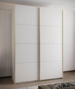 Armadio ad ante scorrevoli "Tampa", bianco, 2 ante scorrevoli, 11 scomparti, 2 barre appendiabiti, 2 specchi, Sistema "Soft-Close", bordi in ABS, 245,5 x 180 x 64 cm