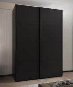 Armadio ad ante scorrevoli "Tampa", nero, 2 ante scorrevoli, 11 scomparti, 2 barre appendiabiti, 2 specchi, Sistema "Soft-Close", bordi in ABS, 245,5 x 180 x 64 cm