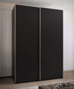 Armadio ad ante scorrevoli "Tampa", nero, 2 ante scorrevoli, 11 scomparti, 2 barre appendiabiti, 2 specchi, Sistema "Soft-Close", bordi in ABS, 245,5 x 180 x 64 cm