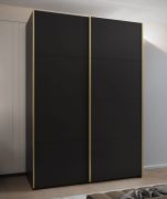 Armadio ad ante scorrevoli "Tampa", nero, 2 ante scorrevoli, 11 scomparti, 2 barre appendiabiti, 2 specchi, Sistema "Soft-Close", bordi in ABS, 245,5 x 180 x 64 cm
