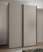 Armadio ad ante scorrevoli "Tampa", color cashmere, 2 ante scorrevoli, 11 scomparti, 2 barre appendiabiti, 2 specchi, Sistema "Soft-Close", bordi in ABS, 245,5 x 180 x 64 cm