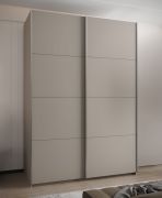 Armadio ad ante scorrevoli "Tampa", color cashmere, 2 ante scorrevoli, 11 scomparti, 2 barre appendiabiti, 2 specchi, Sistema "Soft-Close", bordi in ABS, 245,5 x 180 x 64 cm