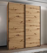 Armadio ad ante scorrevoli "Tampa", color rovere Artisan, 2 ante scorrevoli, 11 scomparti, 2 barre appendiabiti, 2 specchi, Sistema "Soft-Close", bordi in ABS, 245,5 x 190 x 64 cm