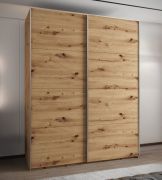 Armadio ad ante scorrevoli "Tampa", color rovere Artisan, 2 ante scorrevoli, 11 scomparti, 2 barre appendiabiti, 2 specchi, Sistema "Soft-Close", bordi in ABS, 245,5 x 190 x 64 cm