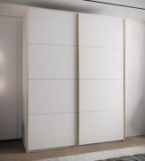Armadio ad ante scorrevoli "Tampa", bianco, 2 ante scorrevoli, 11 scomparti, 2 barre appendiabiti, 2 specchi, Sistema "Soft-Close", bordi in ABS, 245,5 x 190 x 64 cm