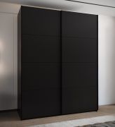 Armadio ad ante scorrevoli "Tampa", nero, 2 ante scorrevoli, 11 scomparti, 2 barre appendiabiti, 2 specchi, Sistema "Soft-Close", bordi in ABS, 245,5 x 190 x 64 cm
