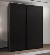 Armadio ad ante scorrevoli "Tampa", nero, 2 ante scorrevoli, 11 scomparti, 2 barre appendiabiti, 2 specchi, Sistema "Soft-Close", bordi in ABS, 245,5 x 190 x 64 cm